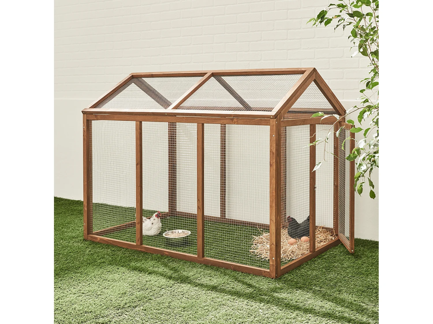 Enclos pour poulailler en bois CHABO. 6 poules. parc grillagé pour poules. extension