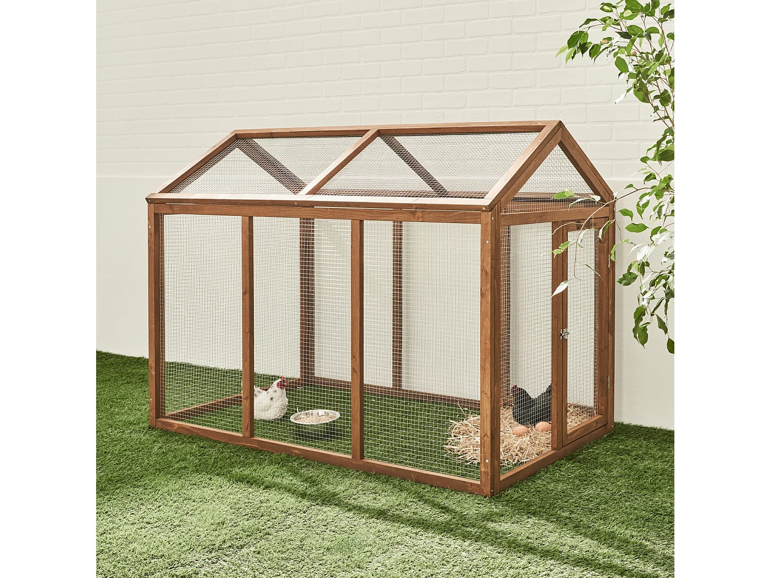 Enclos pour poulailler en bois CHABO. 6 poules. parc grillagé pour poules. extension