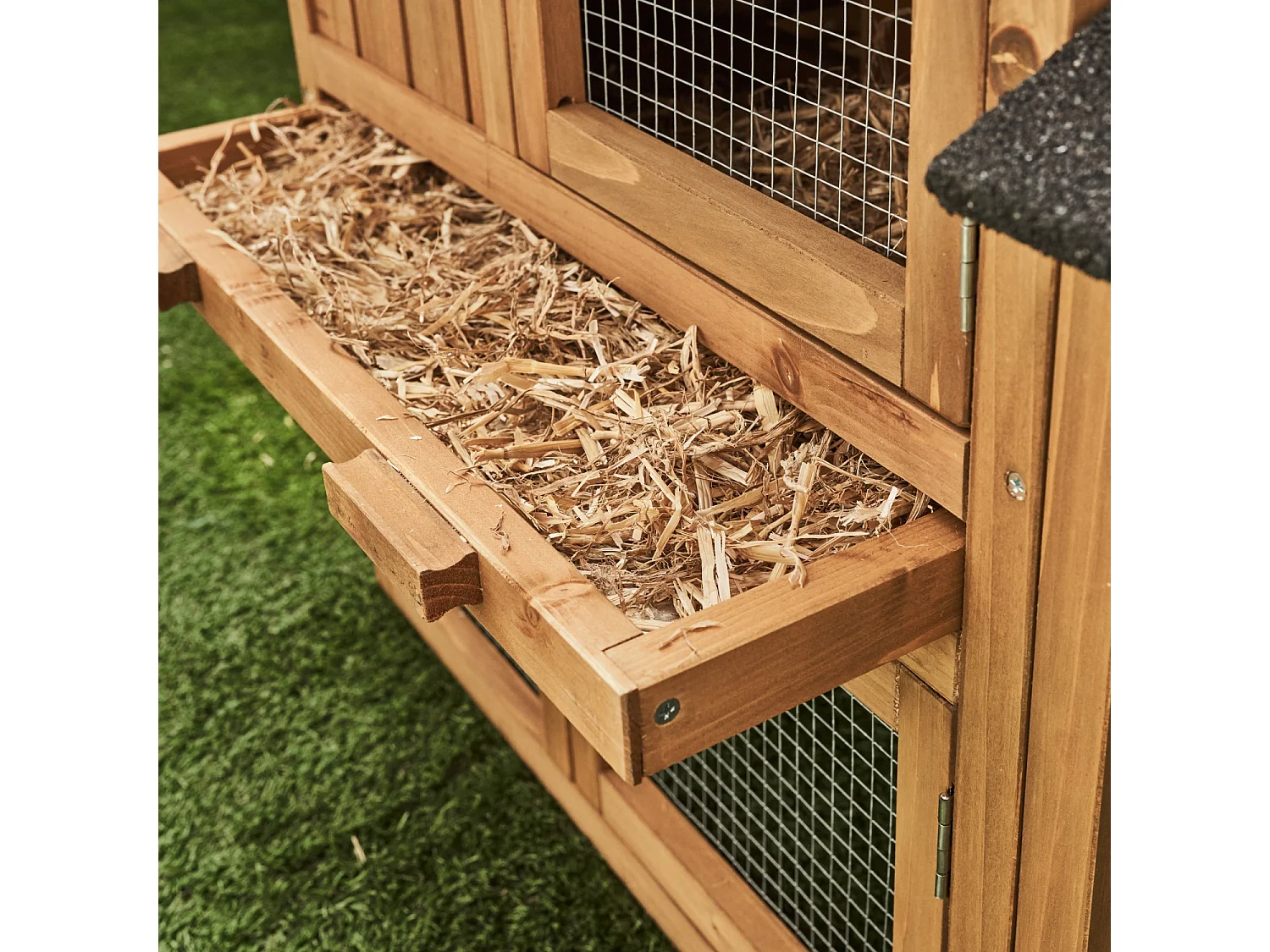 Conigliera in legno per conigli e roditori con recinto, 4 conigli,