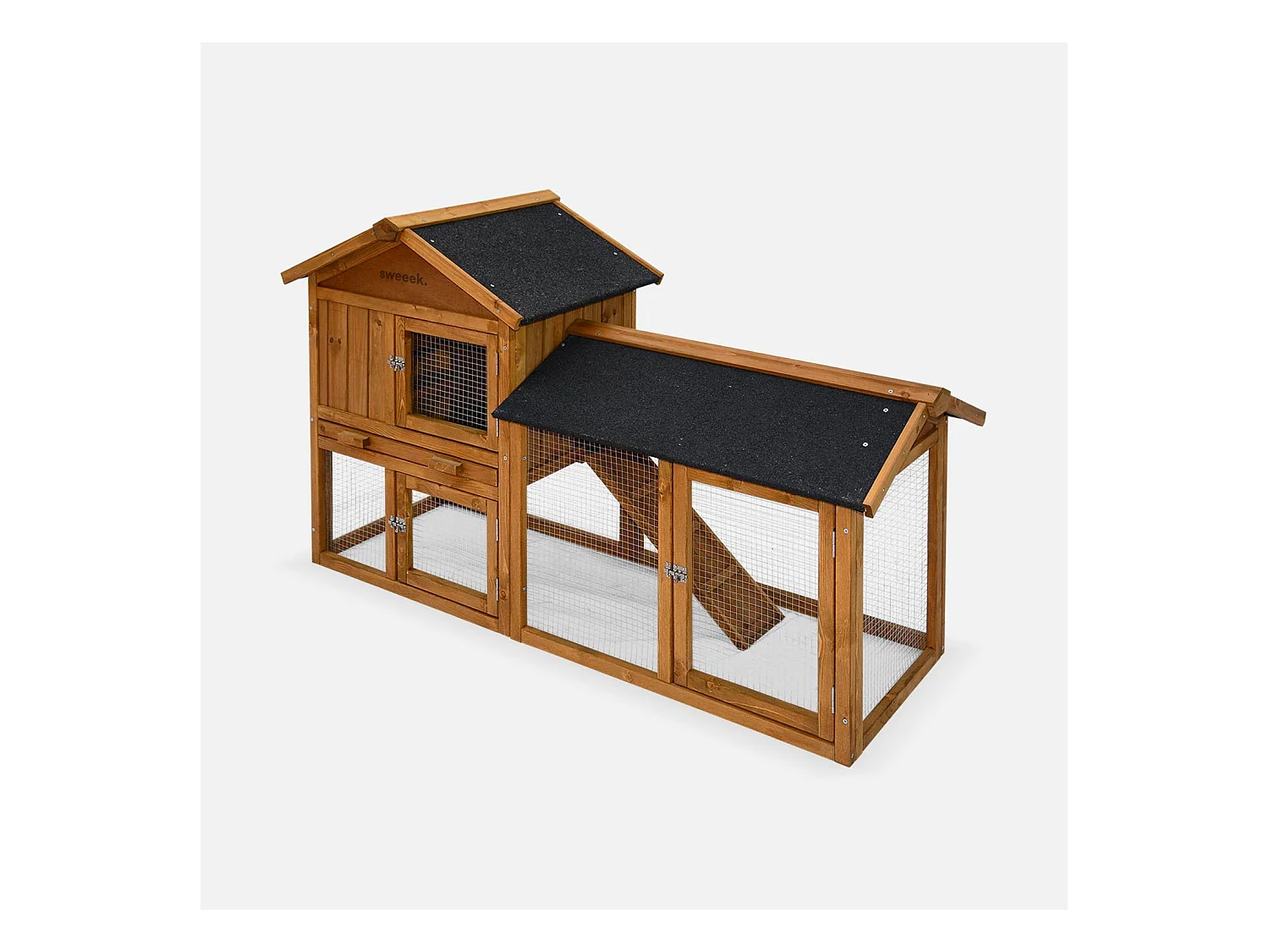 Clapier en bois Hotot pour lapin et autres rongeurs. 4 lapins. cage à lapin avec enclos. espace intérieur et extérieur. poulailler
