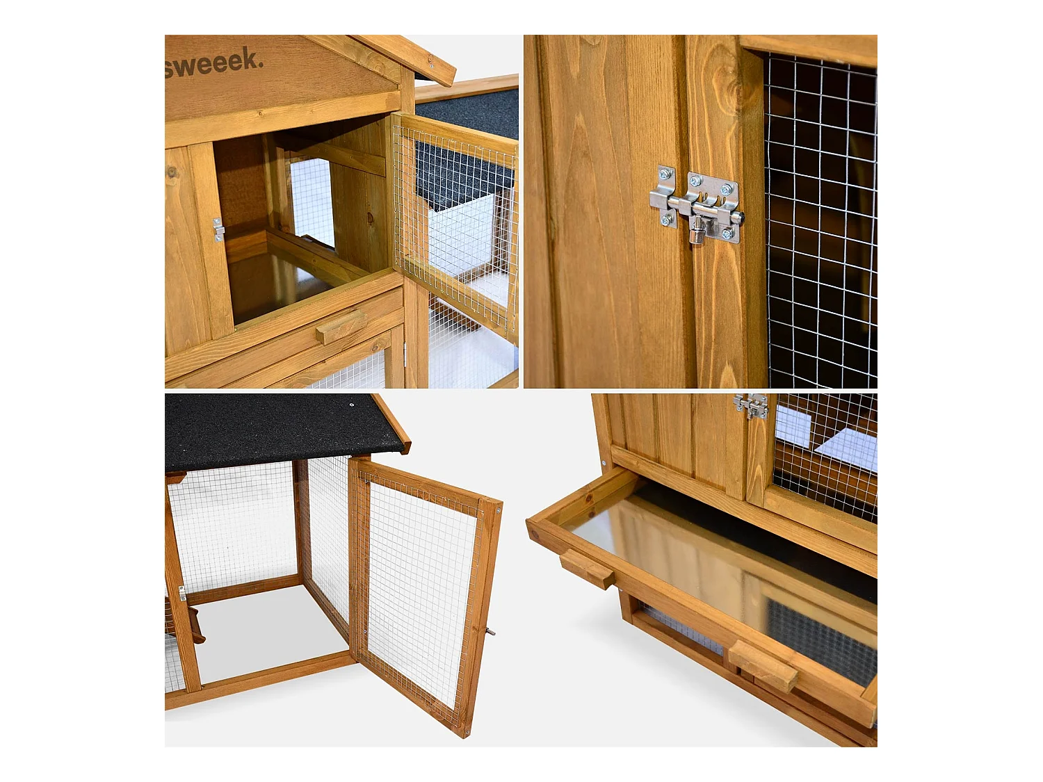 Conejera de madera para 4 conejos madera