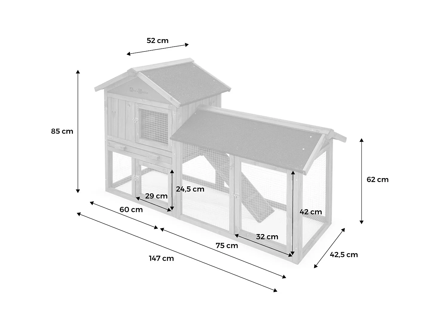 Conejera de madera para 4 conejos madera