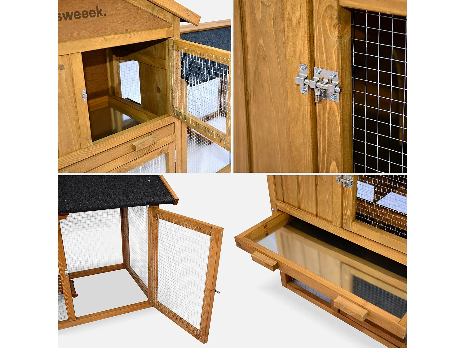 Conejera de madera para 4 conejos madera