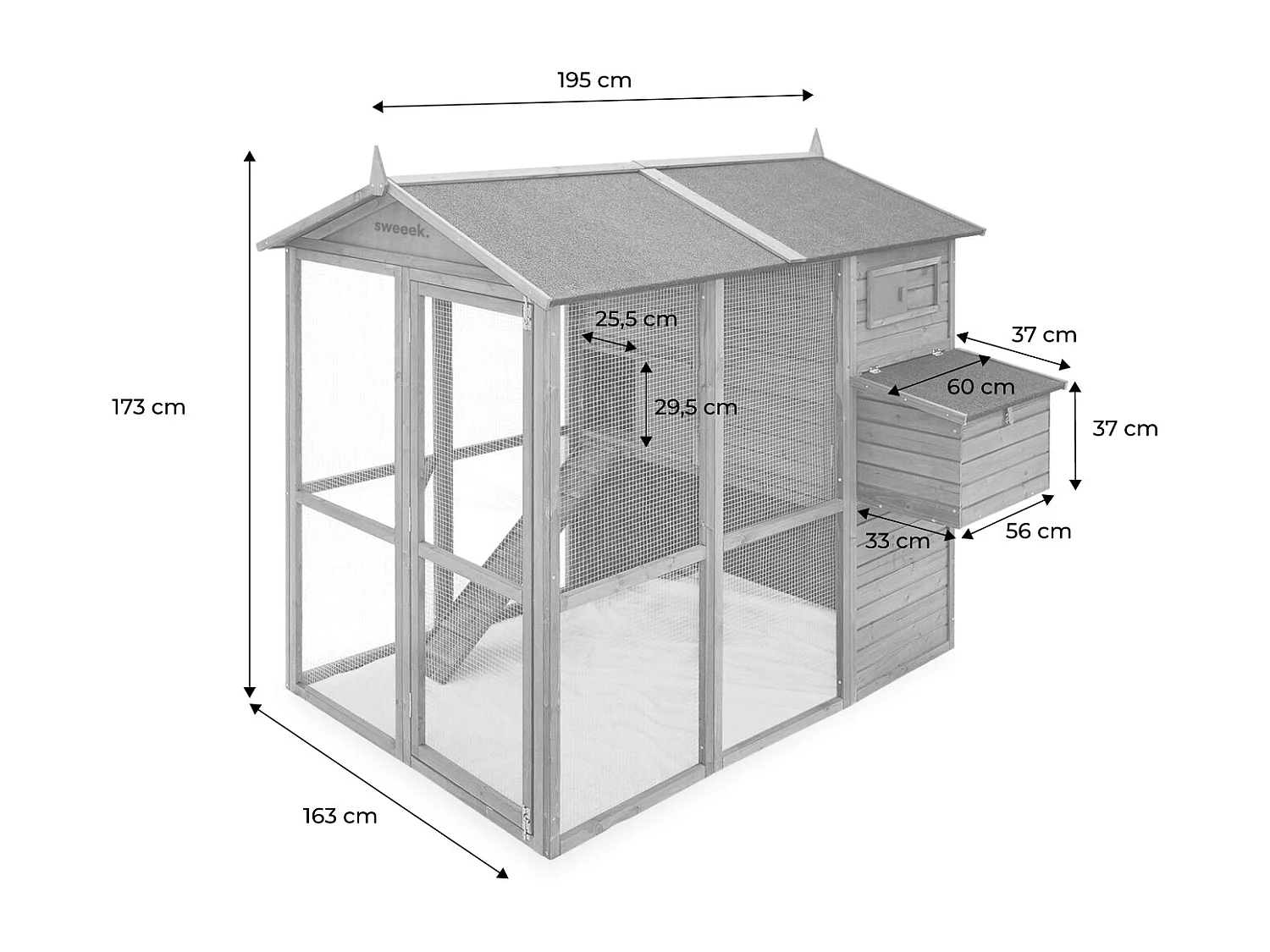 Gallinero de madera con corral para 6 a 8 gallinas madera