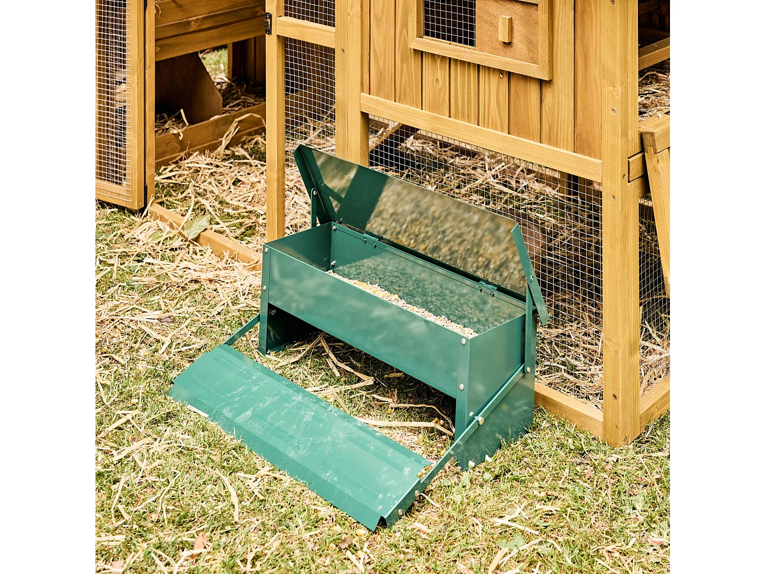Mangeoire automatique pour poules - distributeur à pédale - capacité de 5kg - acier galvanisé
