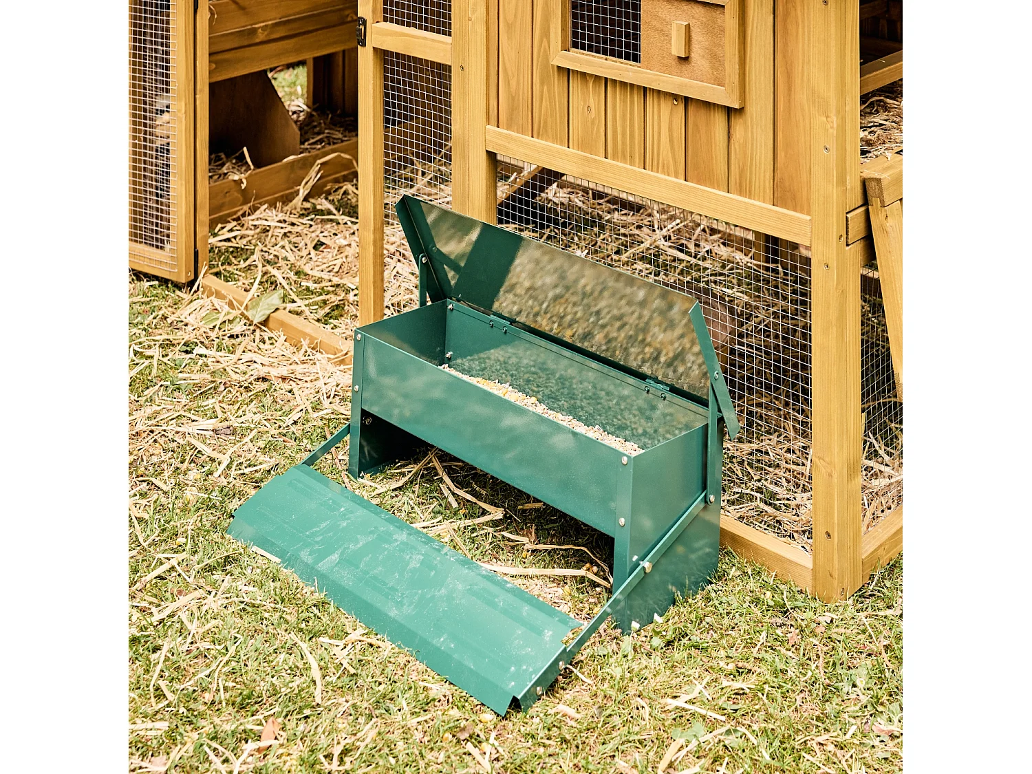 Mangeoire automatique pour poules - distributeur à pédale - capacité de 5kg - acier galvanisé