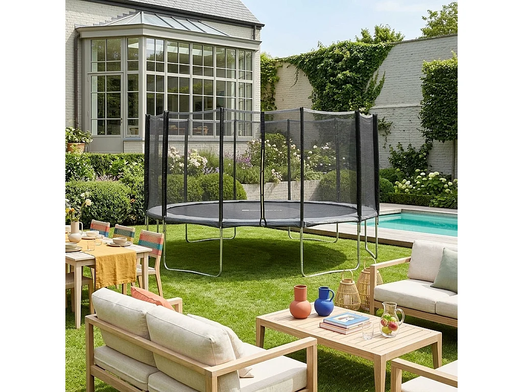 Trampolino 490cm rete di protezione, grigio
