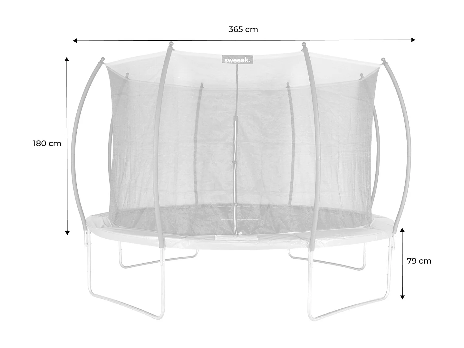 Trampolino 370cm rete interna, grigio