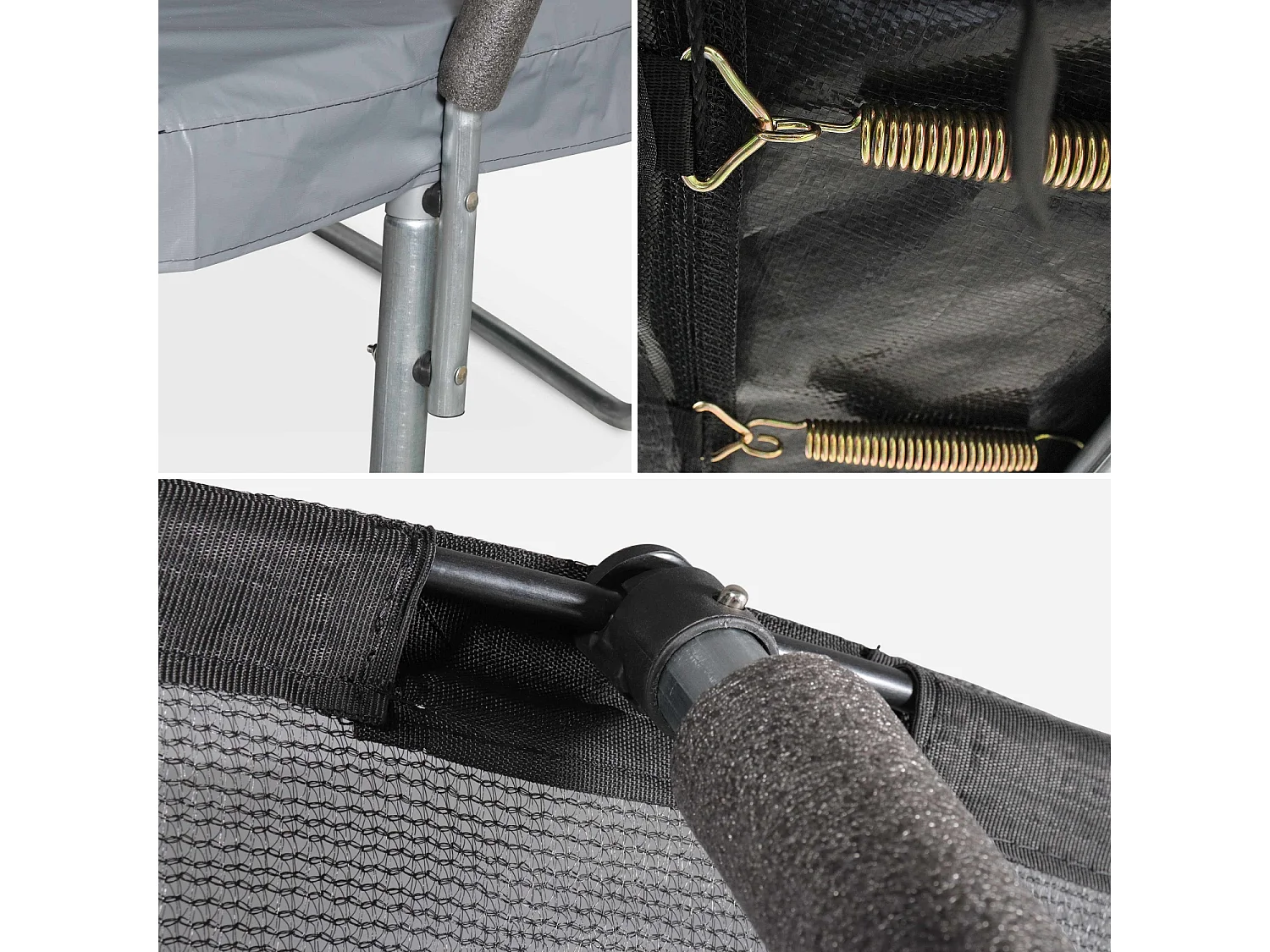 Trampolino 250cm con rete interna e pacchetto accessori, grigio