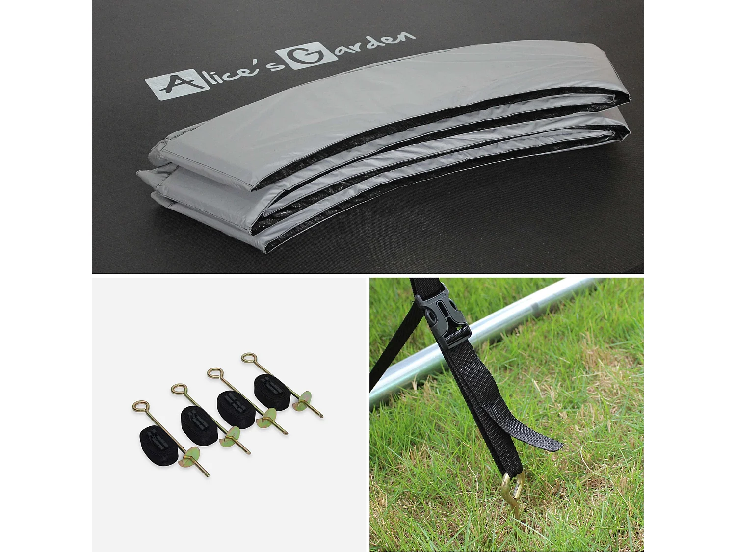 Tappeto elastico e kit accessori, 3.7m grigio