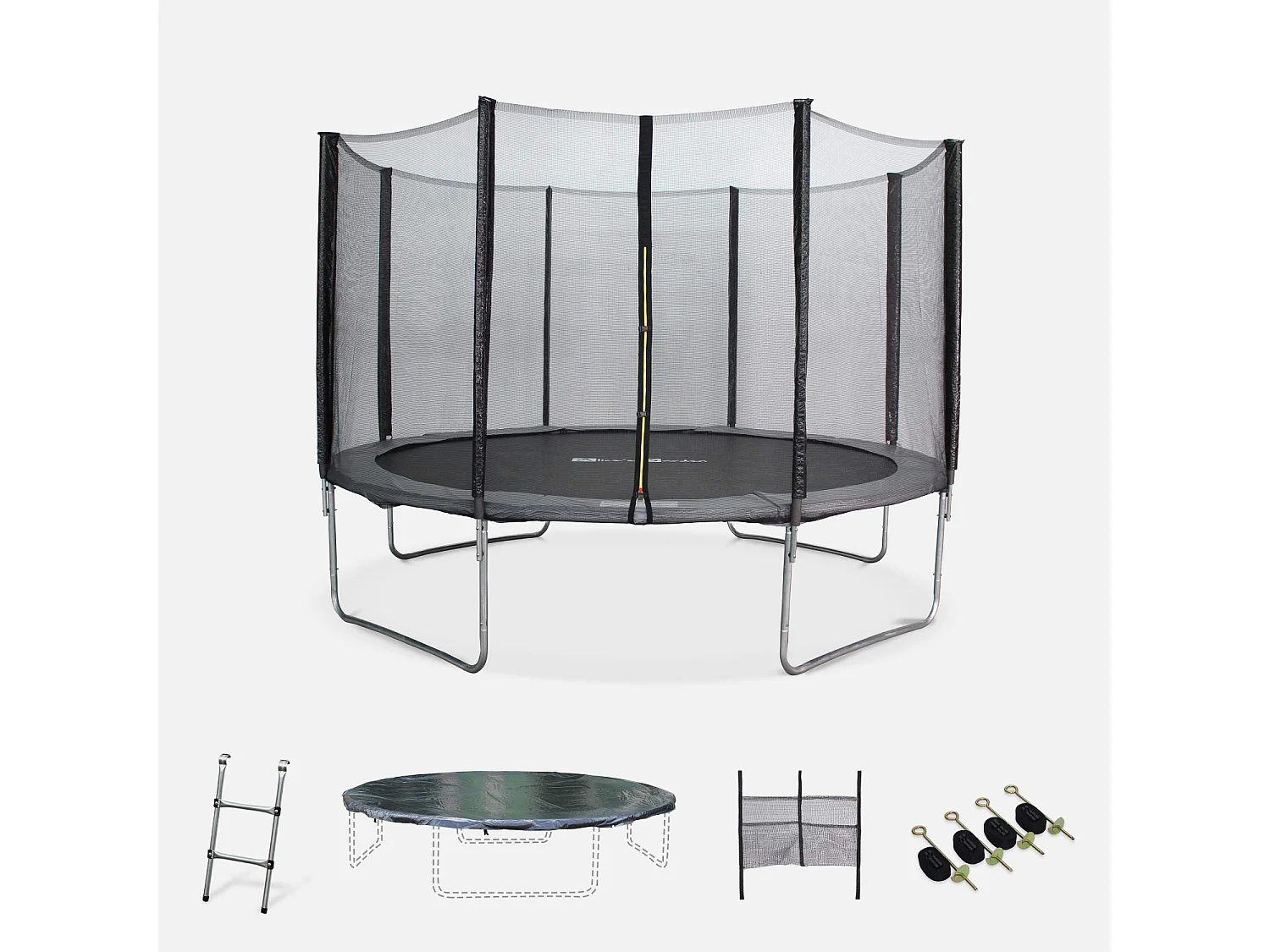 Cama elástica 370cm con pack de accesorios gris
