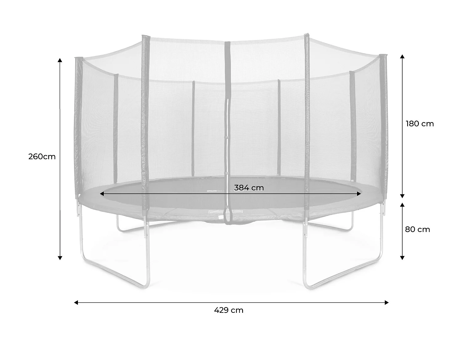 Trampoline rond Ø 430cm gris avec son filet de protection - Vénus - Trampoline de jardin 430cm 4m| Qualité PRO. | Normes EU