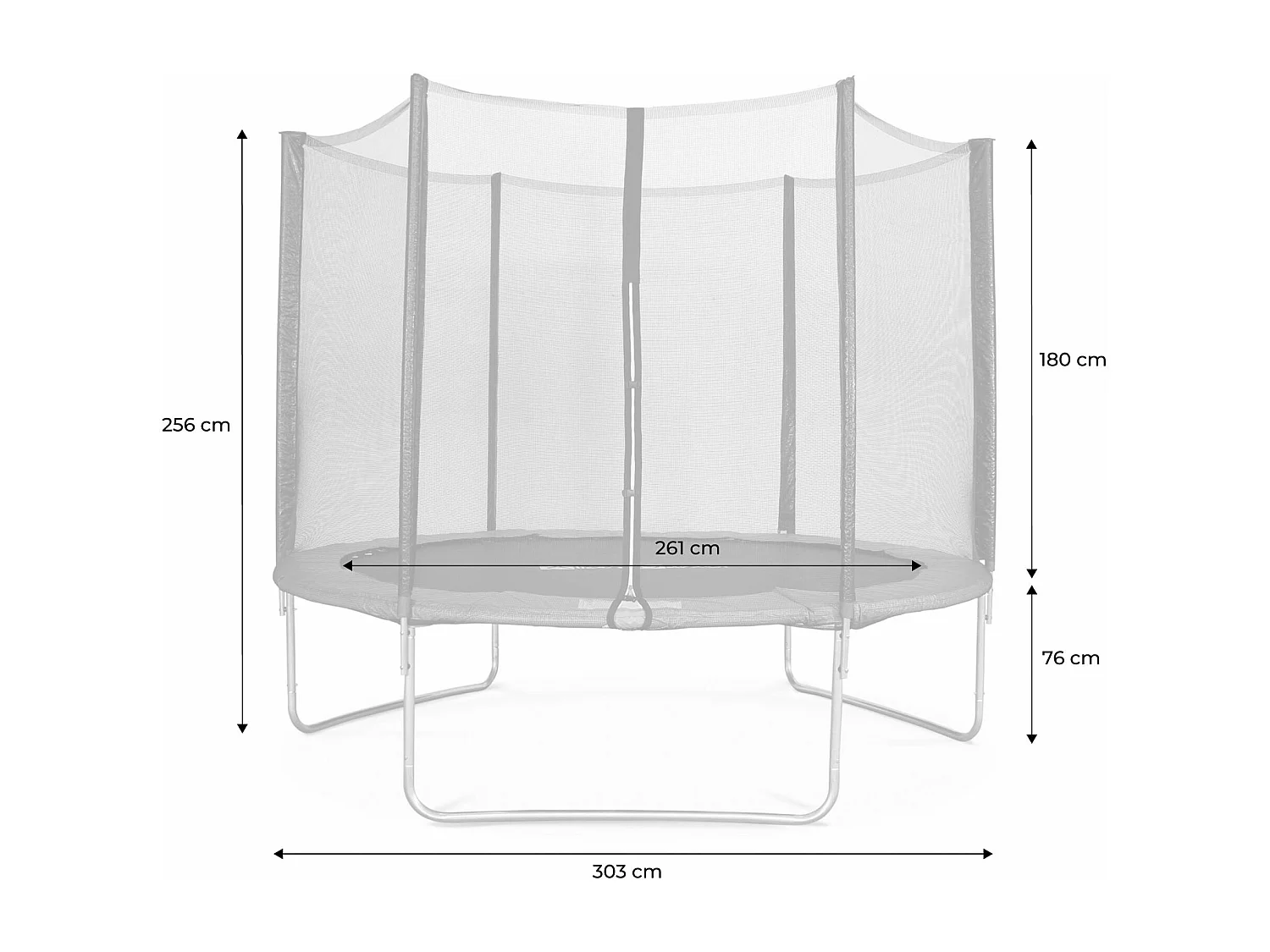 Cama elástica con protección red de 305cm gris