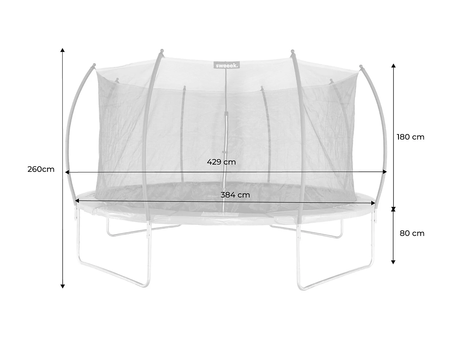 Trampolino 430cm rete interna, grigio