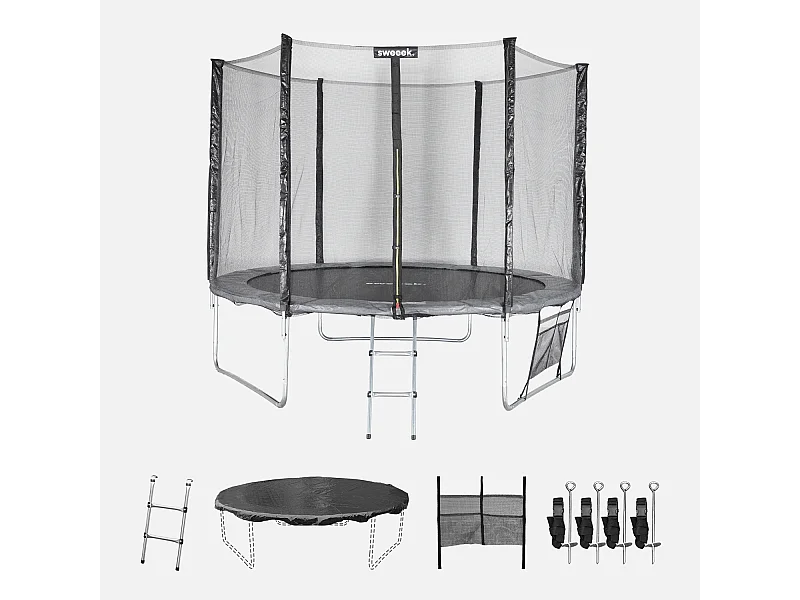 Cama elástica con pack de accesorios, 305cm gris