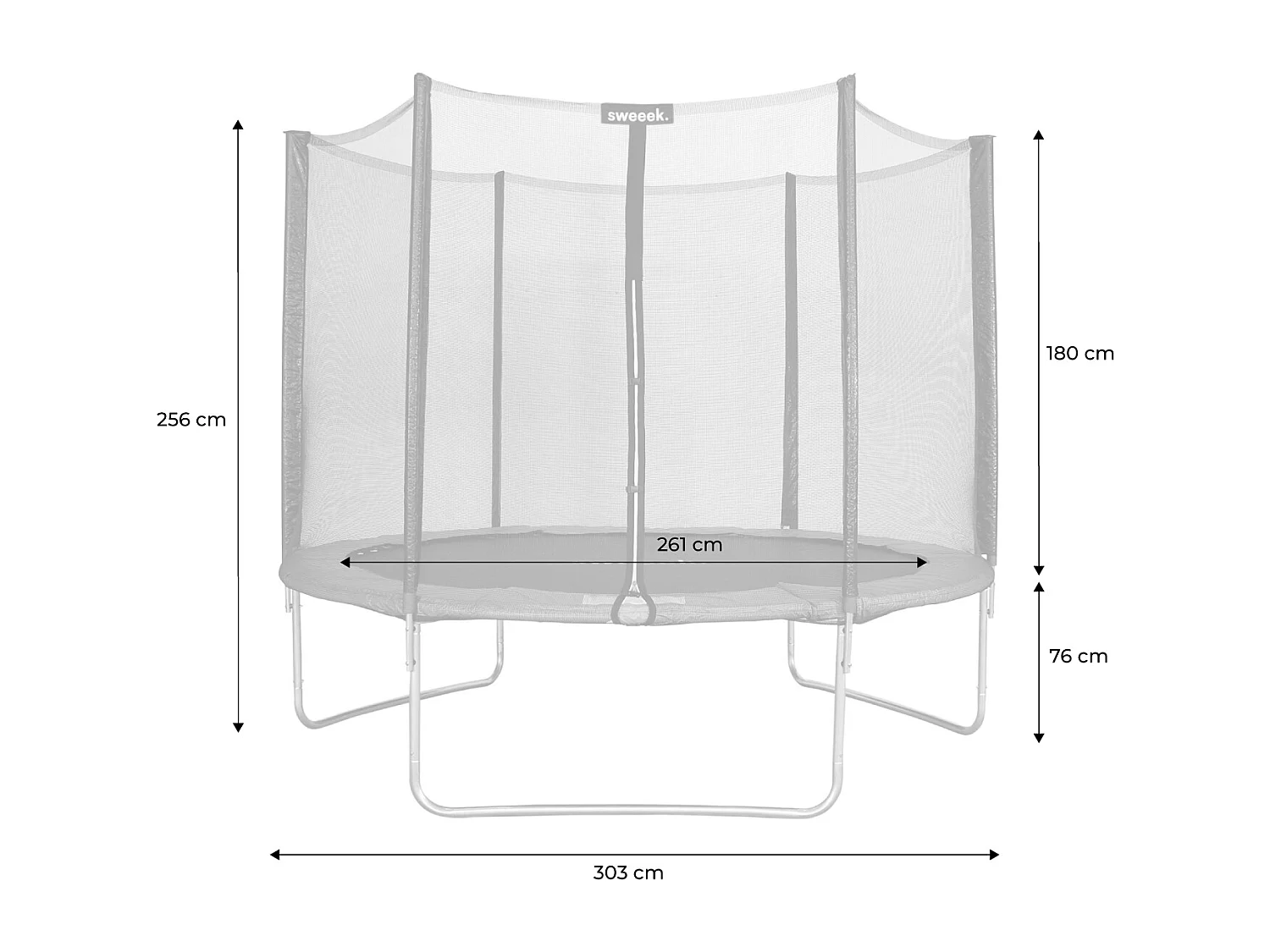 Cama elástica con pack de accesorios, 305cm gris