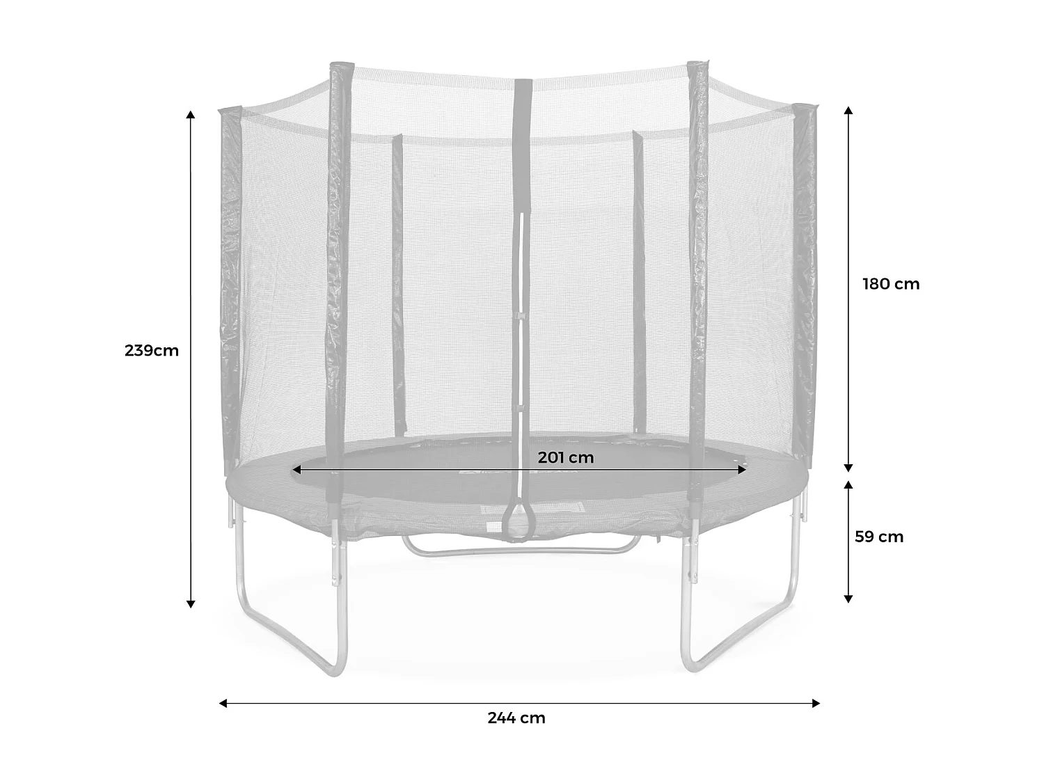 Trampoline rond Ø 250cm bleu avec son filet de protection - Pluton - Trampoline de jardin 2.5m| Qualité PRO. | Normes EU.