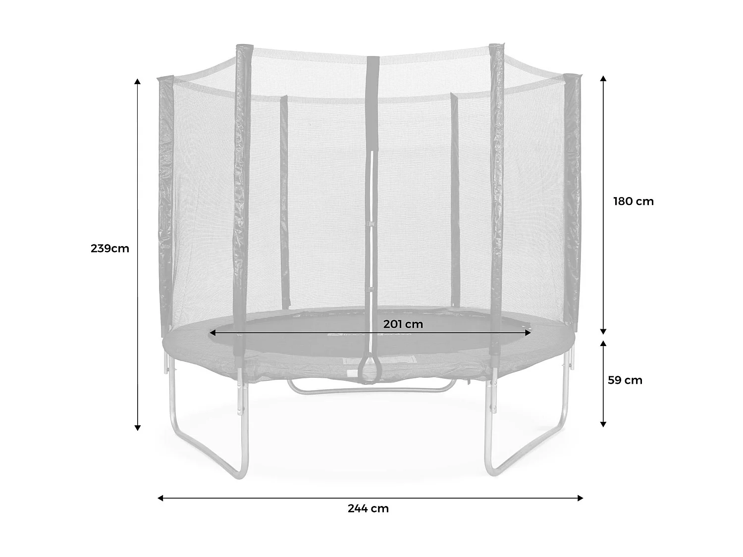 Trampoline rond Ø 250cm bleu avec son filet de protection - Pluton - Trampoline de jardin 2.5m| Qualité PRO. | Normes EU.