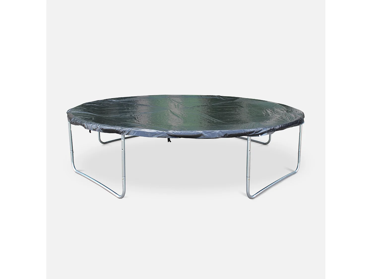 Trampoline rond Ø 370cm gris - Saturne Inner XXL – trampoline de jardin avec filet de protection intérieur. échelle. bâche. filet pour chaussures et kit d'ancrage