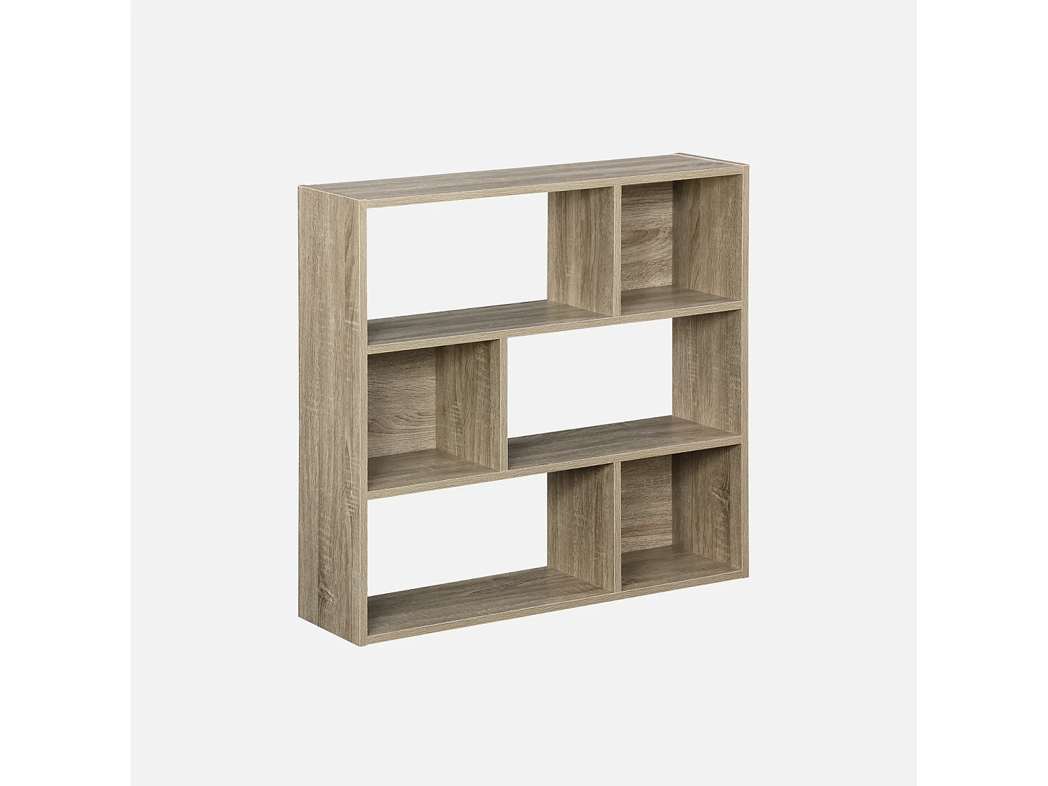 Etagère bibliothèque naturelle Pieter 3 étagères 6 compartiments de rangement