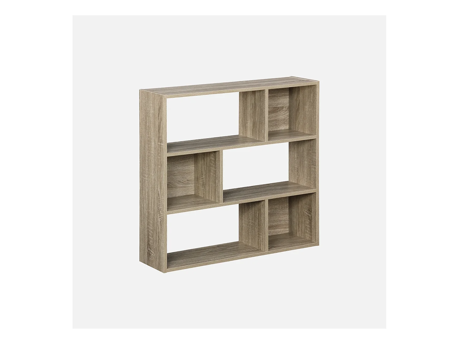 Etagère bibliothèque naturelle Pieter 3 étagères 6 compartiments de rangement
