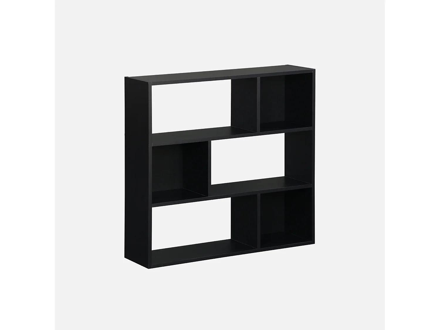 Etagère bibliothèque noire Pieter 3 étagères 6 compartiments de rangement