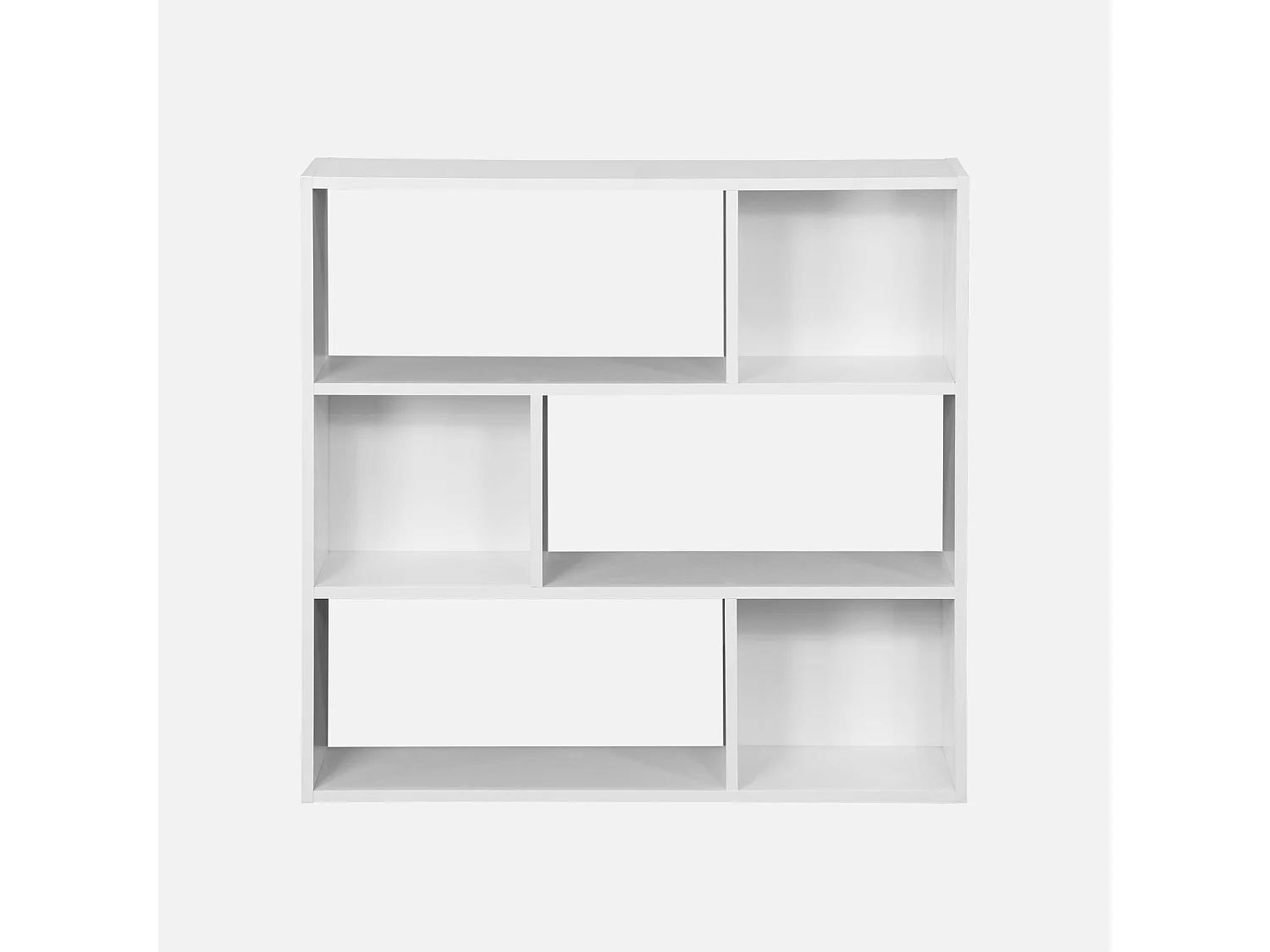 Libreria a 3 ripiani con 6 vani, bianco