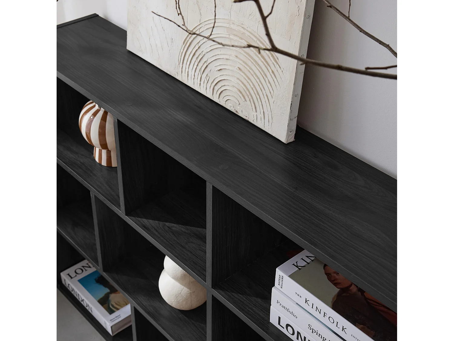 Scaffale con 3 ripiani e 12 scomparti, nero