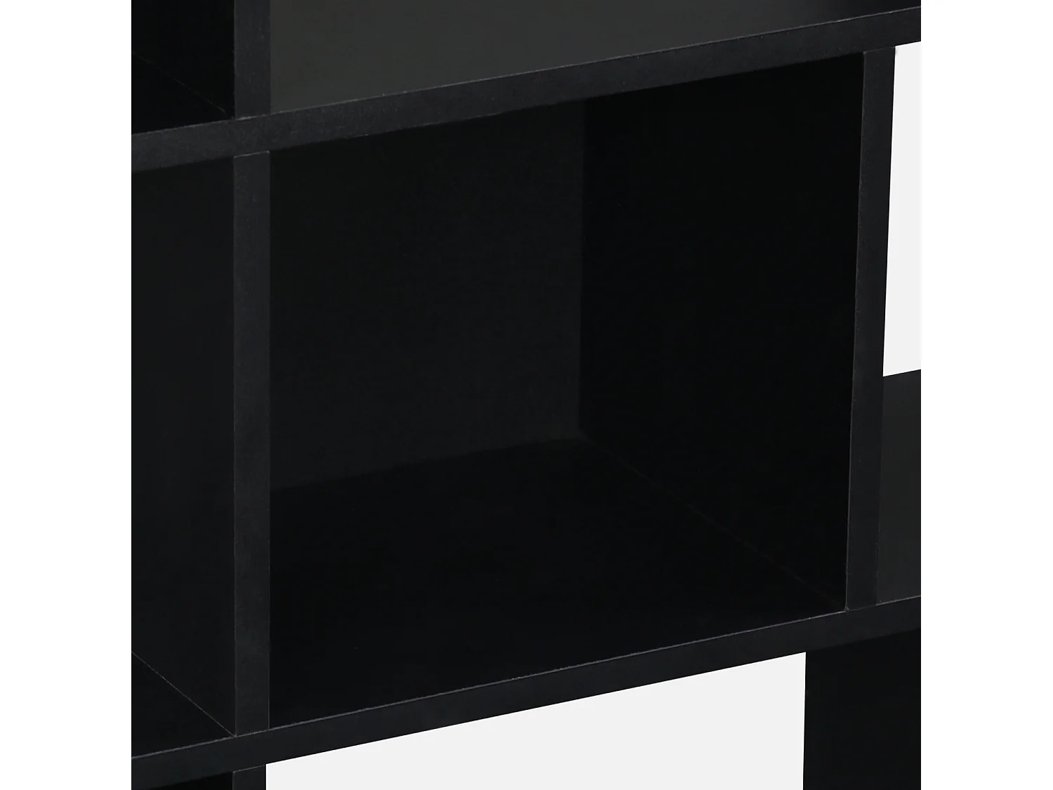 Bibliothèque design asymétrique noire. Pieter. 3 étagères. 12 compartiments de rangement