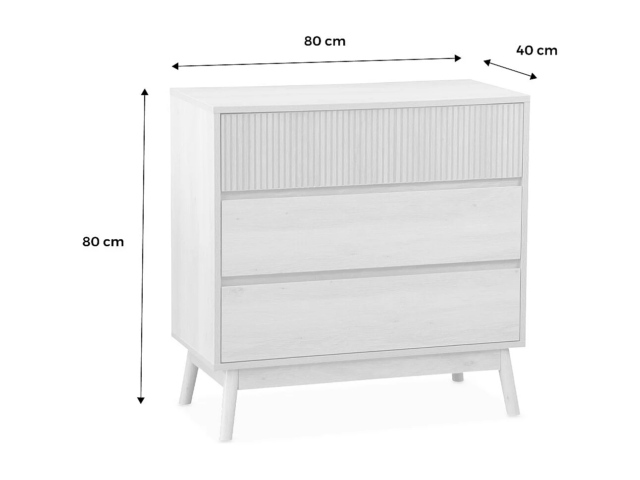 Cómoda con efecto madera, 3 cajones madera clara