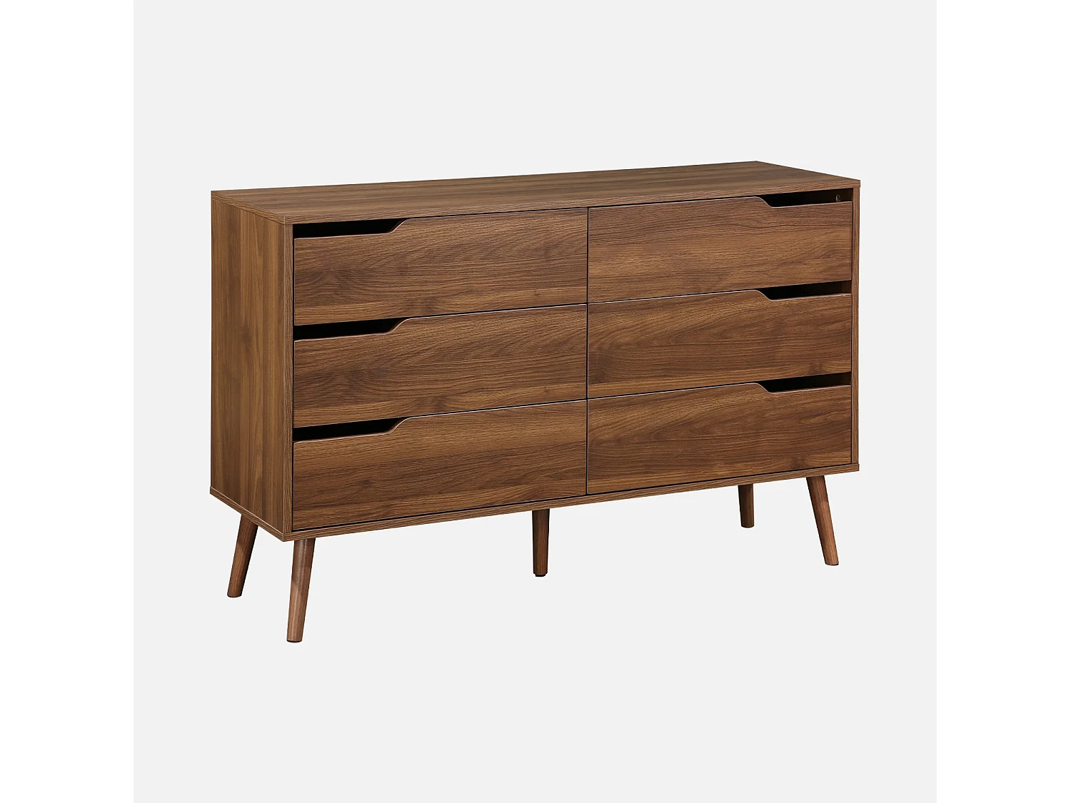 Cómoda en acabado estilo nogal con 6 cajones marrón