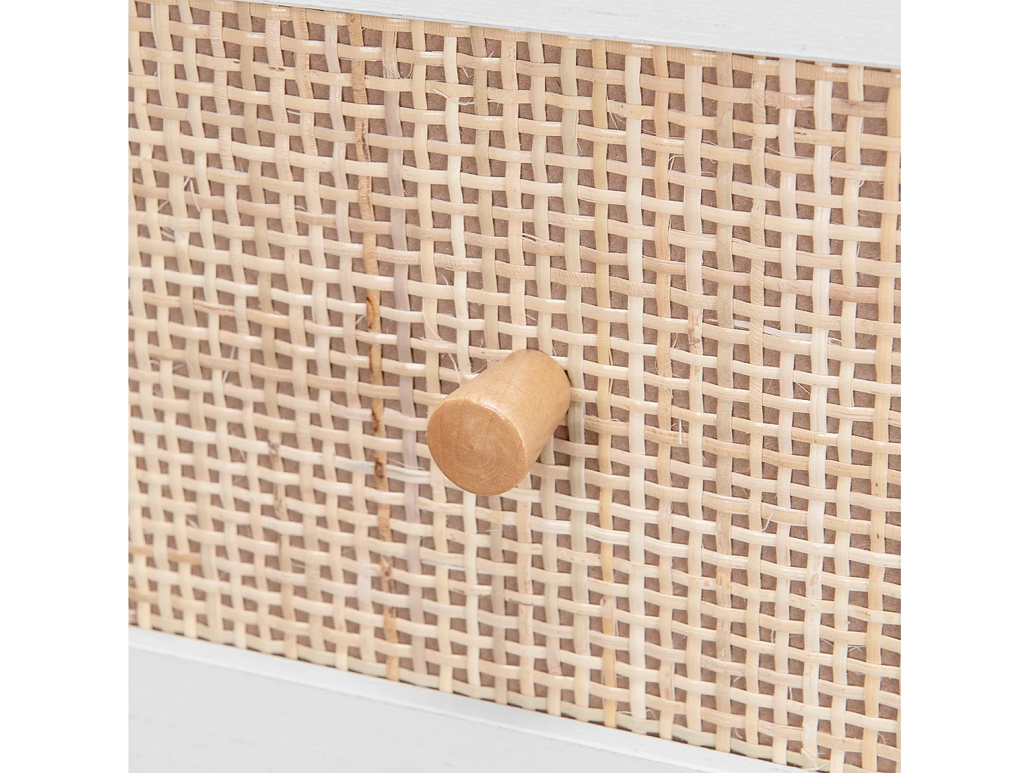 Cassettiera effetto legno e canna 3 cassetti, bianco sporco