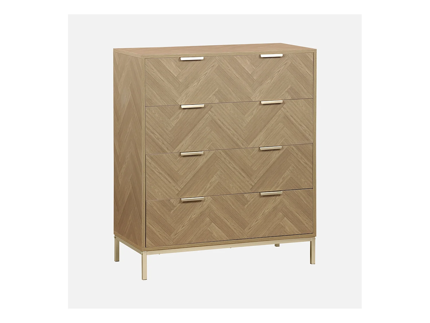Commode Budapest. quatre tiroirs. décor chevrons L 80 x l 40 x H 95cm