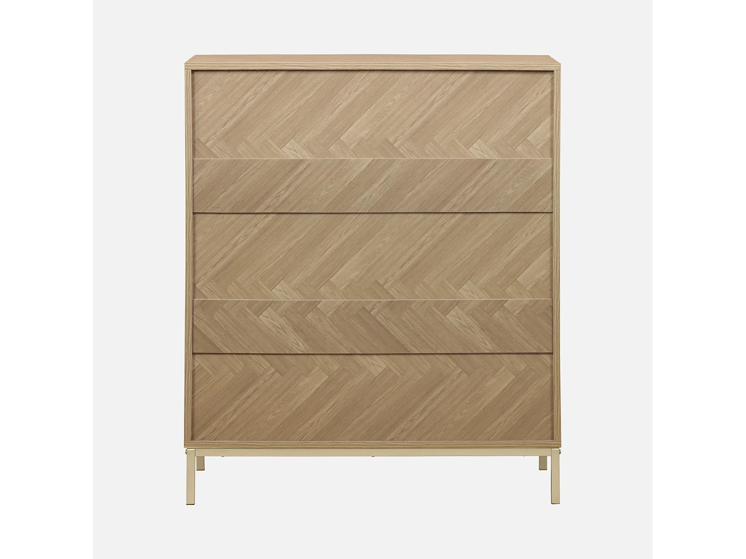 Cassettiera a spina di pesce, 4 cassetti, marrone naturale