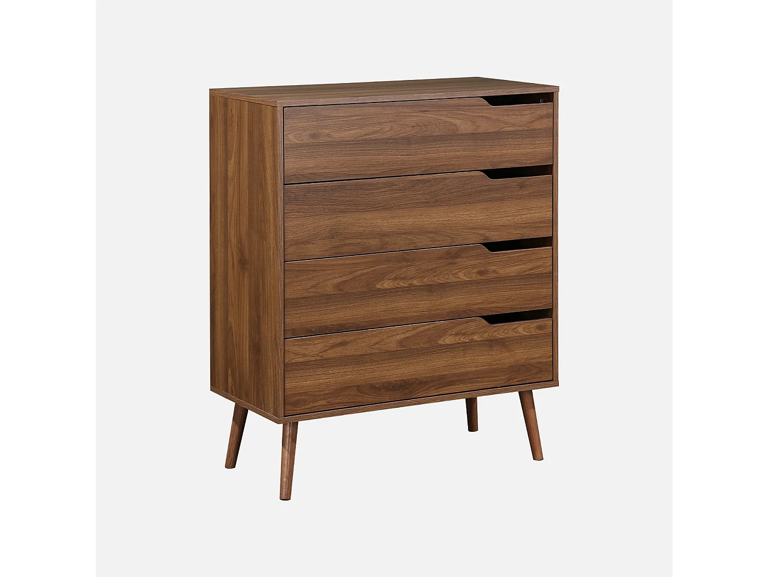 Cassettiera effetto legno, 4 cassetti, marrone