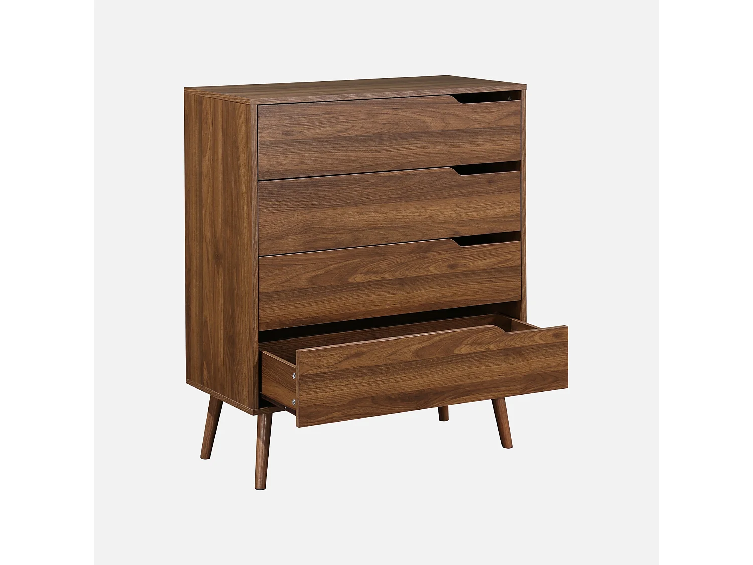 Cómoda en acabado estilo nogal con 4 cajones marrón