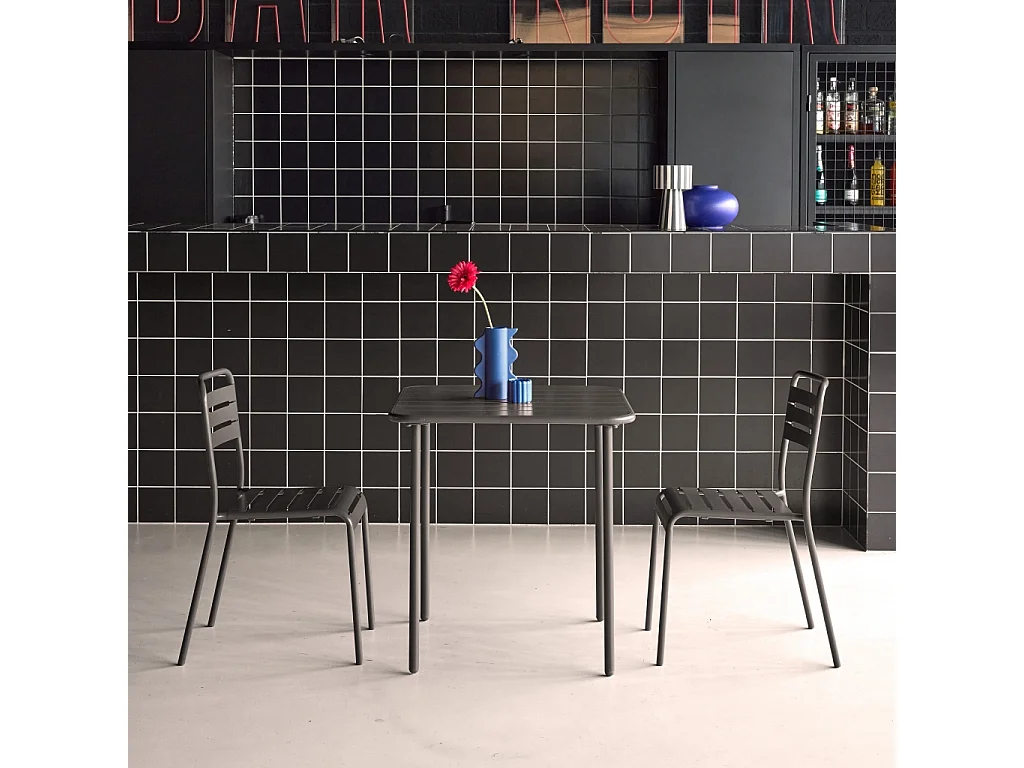 Set tavolo da giardino bistrot in metallo con 2 sedie, antracite