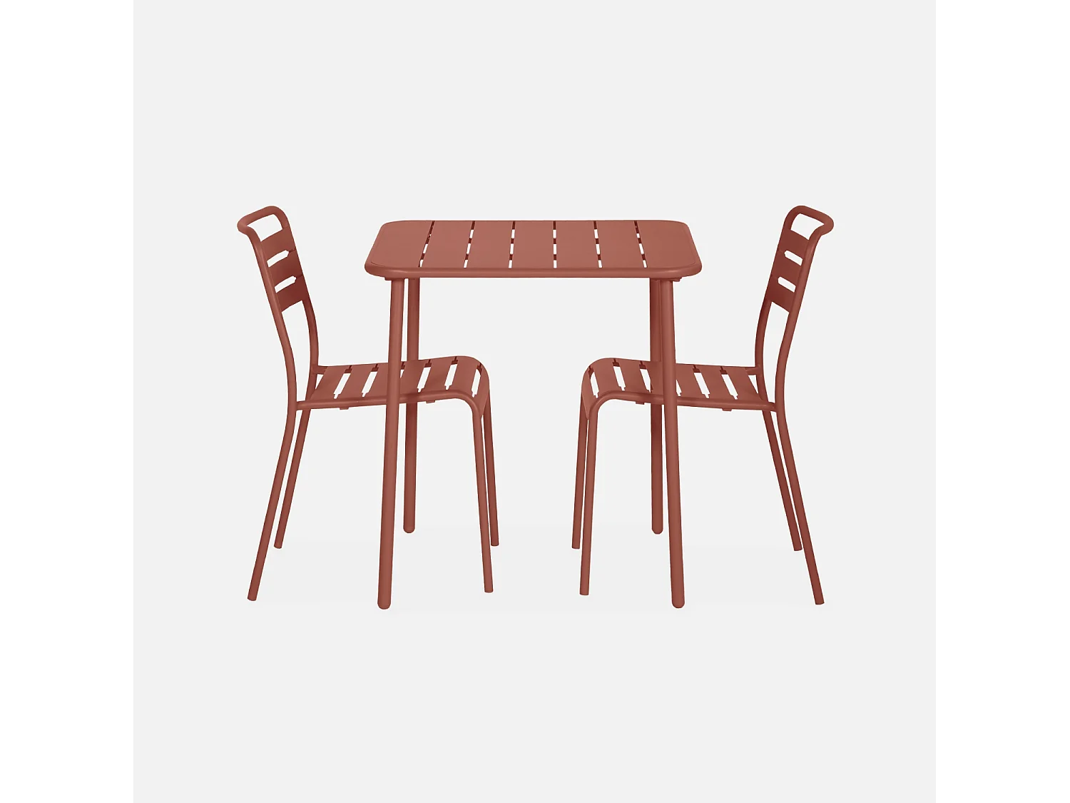 Table de jardin métal + 2 assises terracotta Amélia