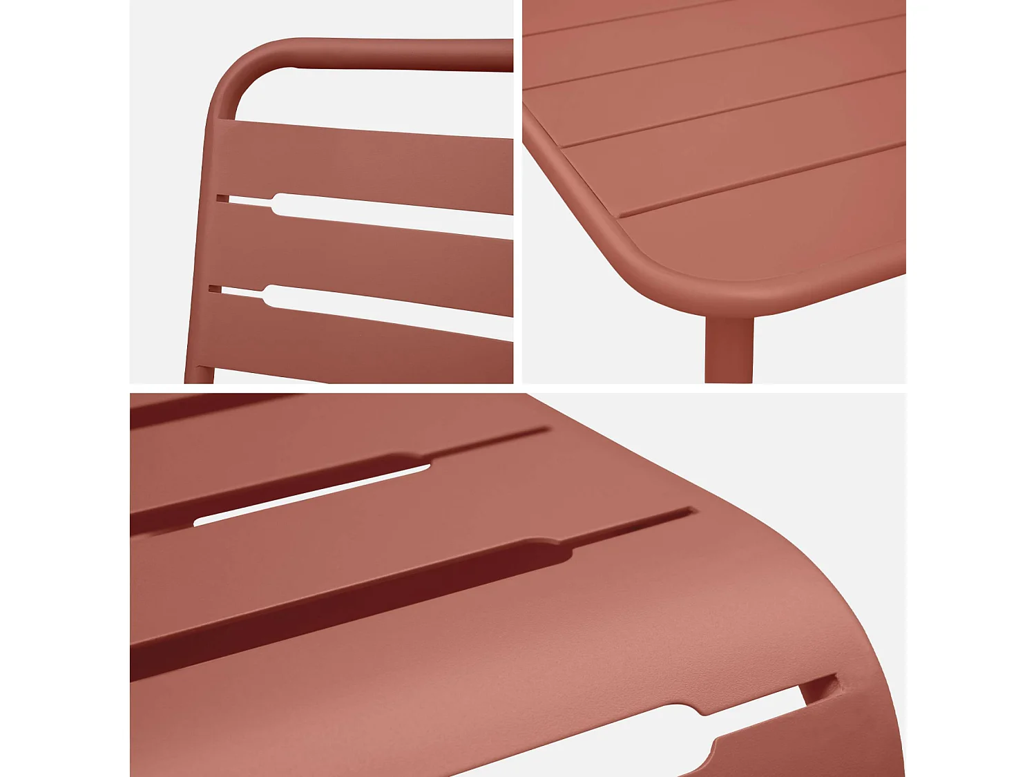 Table de jardin métal + 2 assises terracotta Amélia