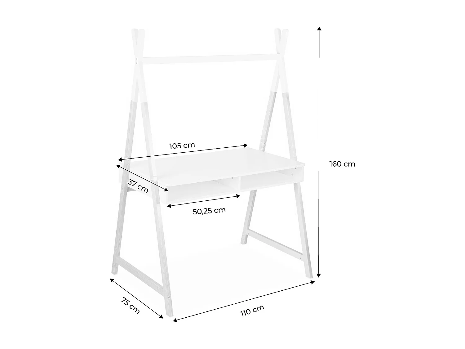 Bureau tipi vert céladon. Tobias. deux casiers. L 110 x l 75 x H 160cm