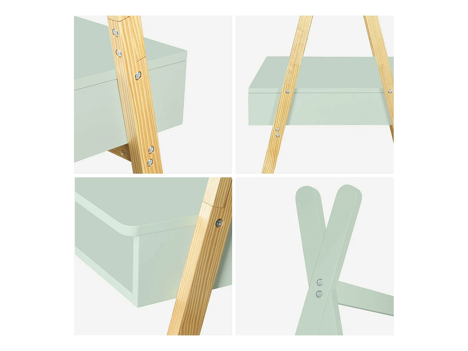 Bureau tipi vert céladon. Tobias. deux casiers. L 110 x l 75 x H 160cm