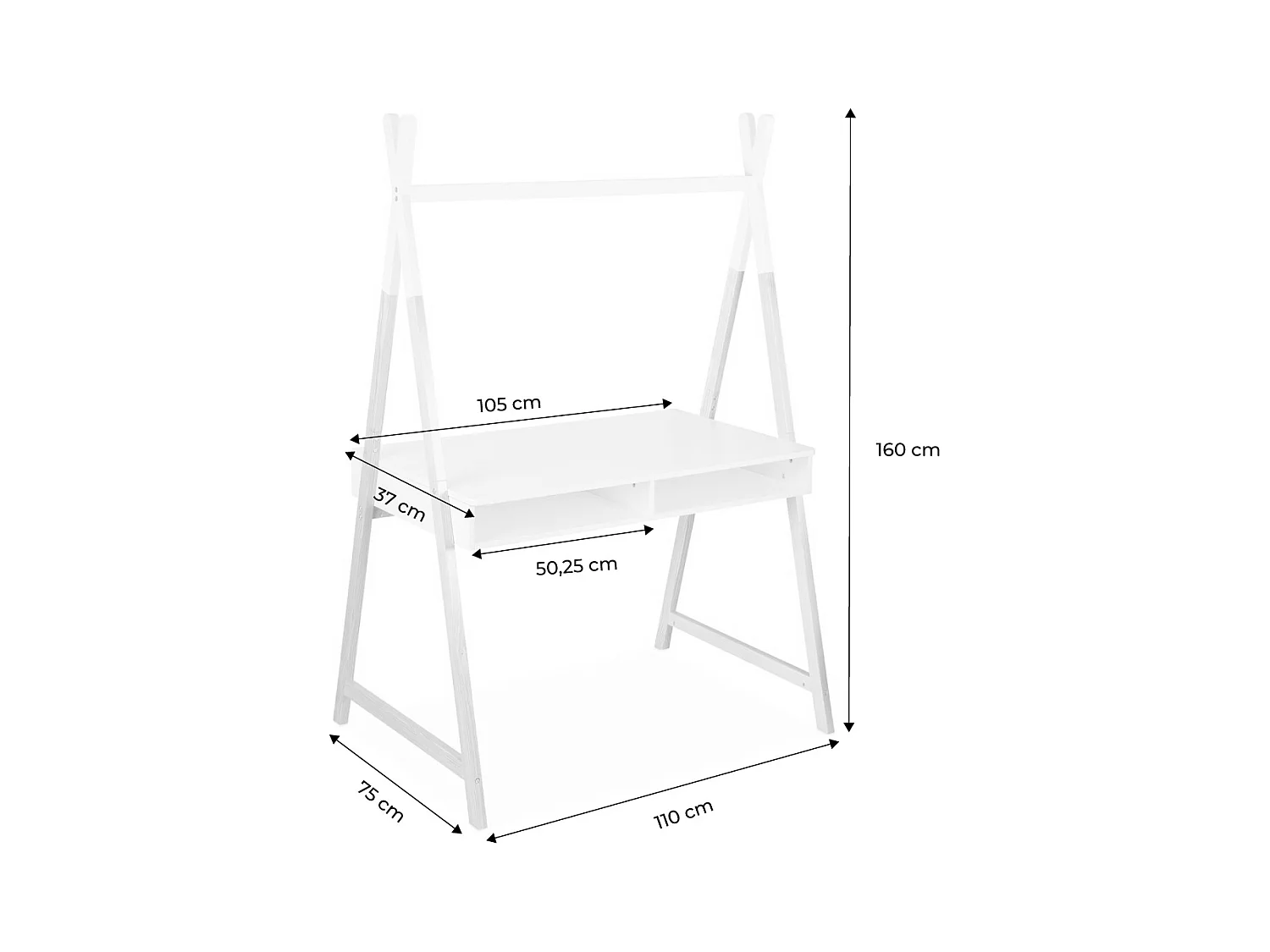 Bureau tipi vert céladon. Tobias. deux casiers. L 110 x l 75 x H 160cm