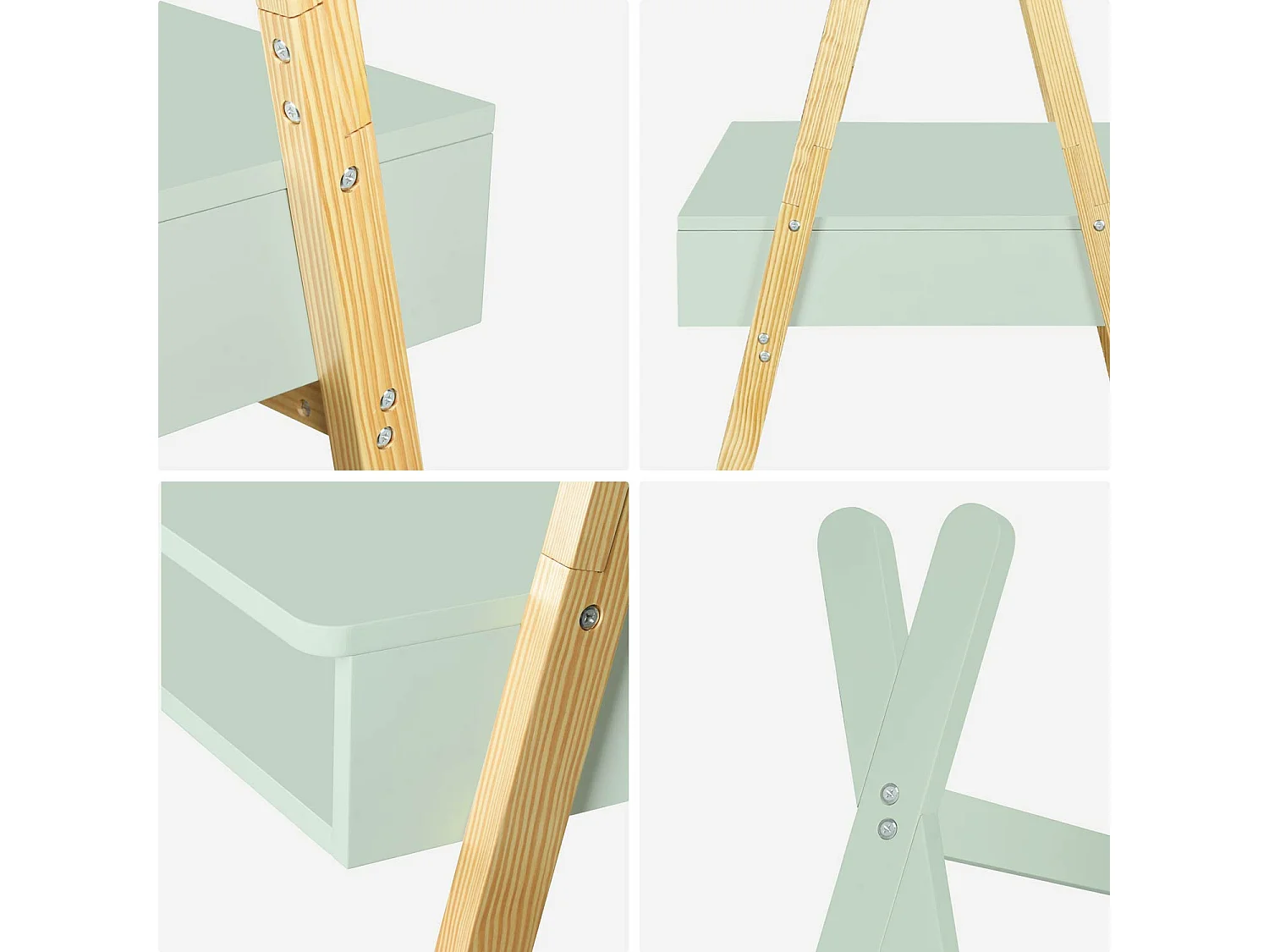 Bureau tipi vert céladon. Tobias. deux casiers. L 110 x l 75 x H 160cm