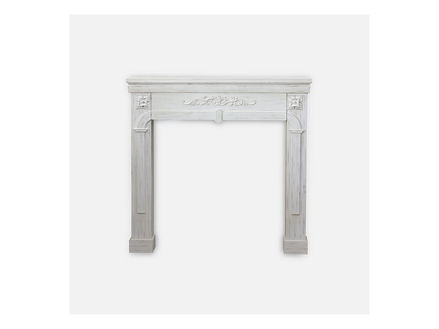 Manteau de cheminée - Romance - décor bois blanc cérusé