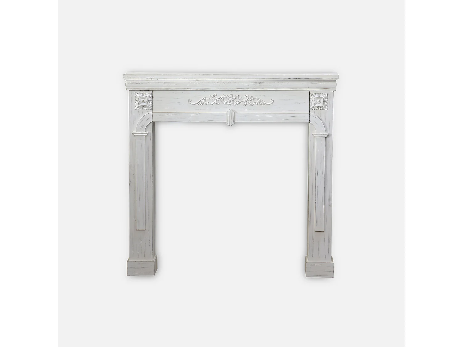 Manteau de cheminée - Romance - décor bois blanc cérusé