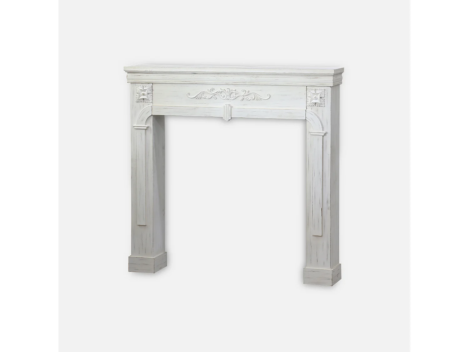 Manteau de cheminée - Romance - décor bois blanc cérusé