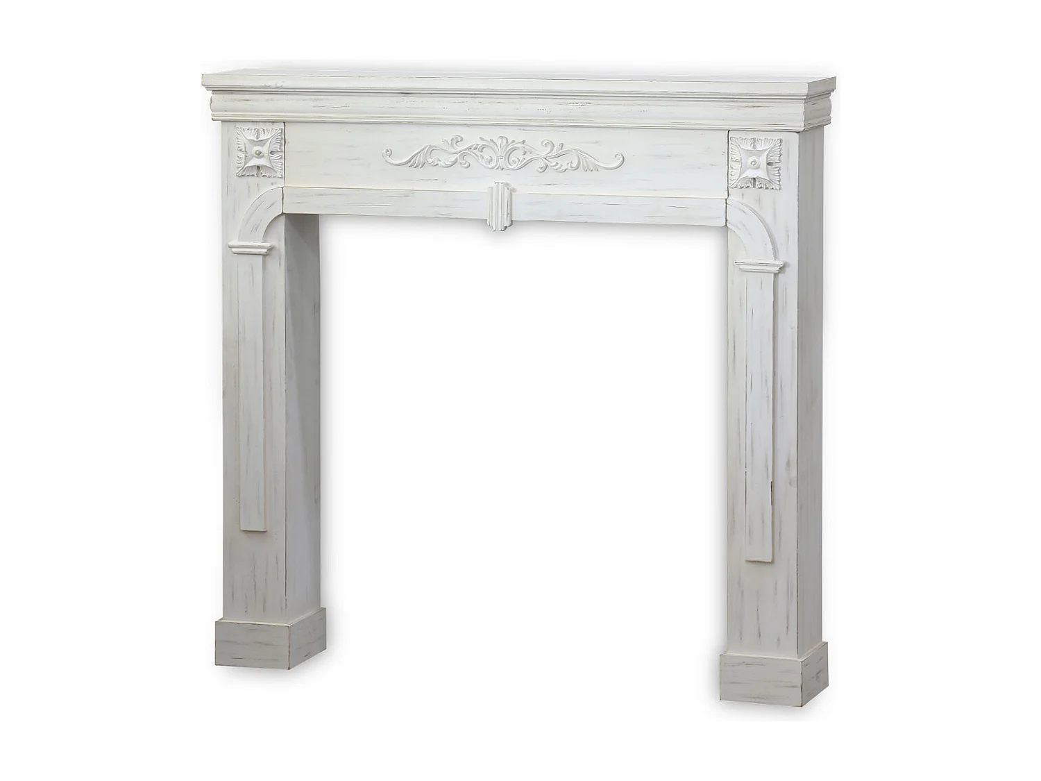 Manteau de cheminée - Romance - décor bois blanc cérusé