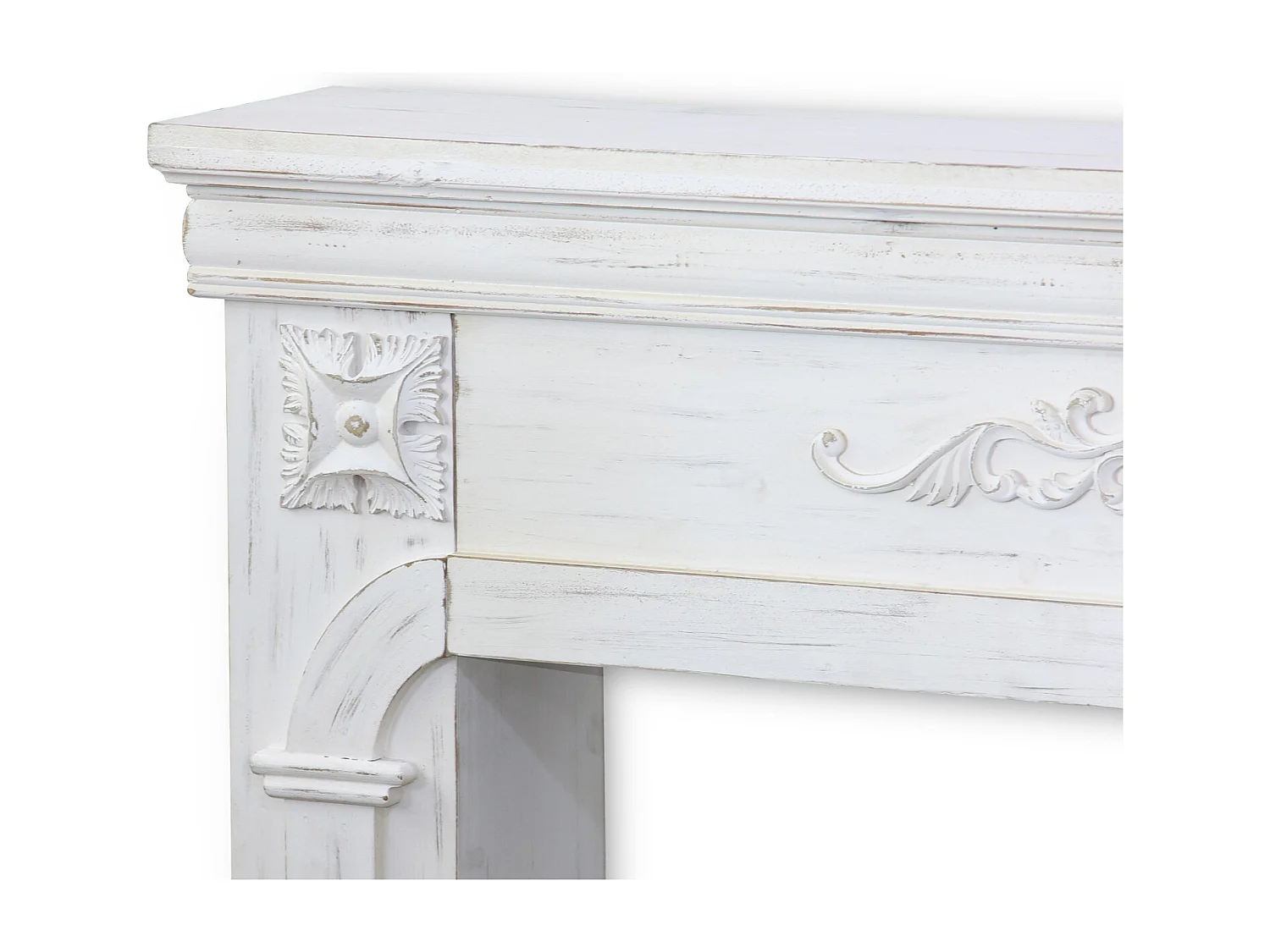 Manteau de cheminée - Romance - décor bois blanc cérusé