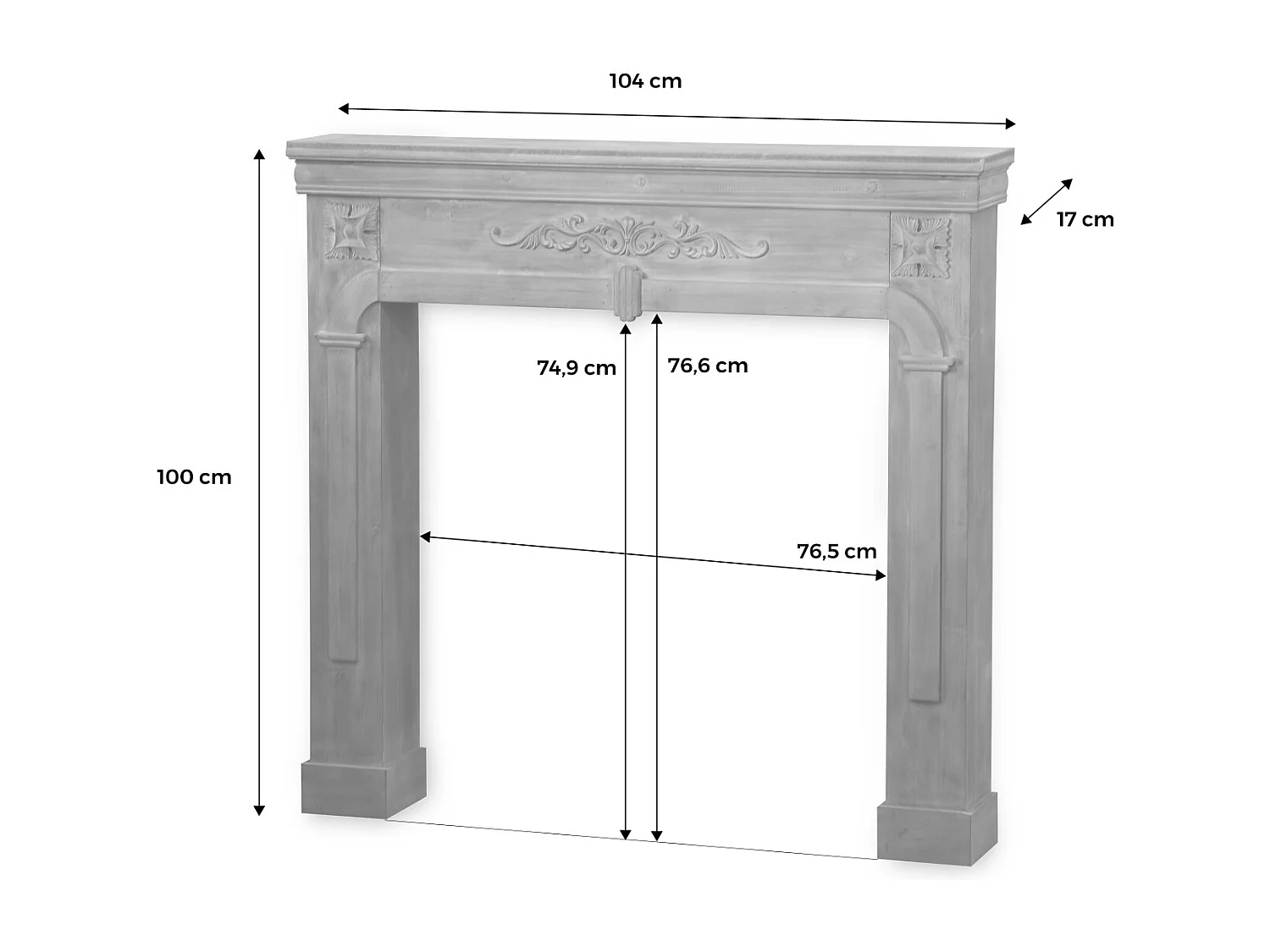 Manteau de cheminée - Romance - décor bois blanc cérusé