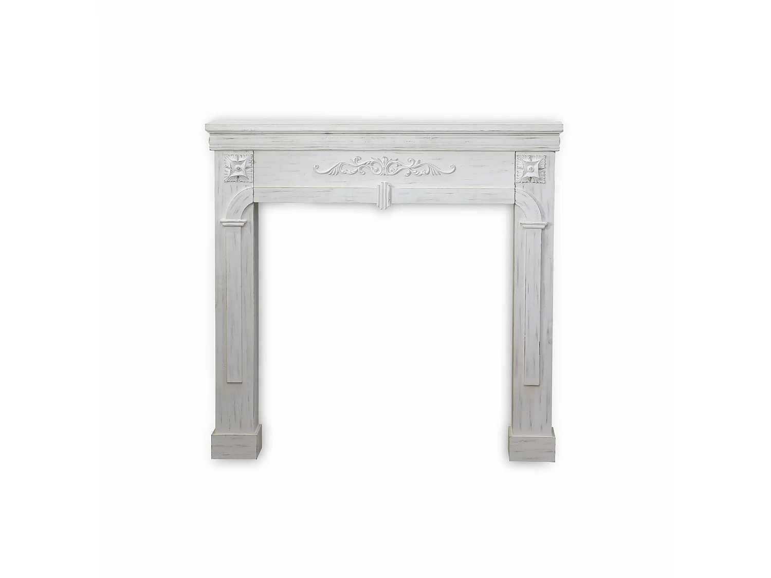 Manteau de cheminée - Romance - décor bois blanc cérusé